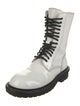 Ann Demeulemeester Leather Colorblock Pattern Combat Boots