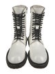 Ann Demeulemeester Leather Colorblock Pattern Combat Boots