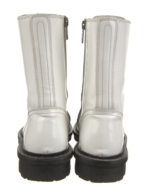 Ann Demeulemeester Leather Colorblock Pattern Combat Boots