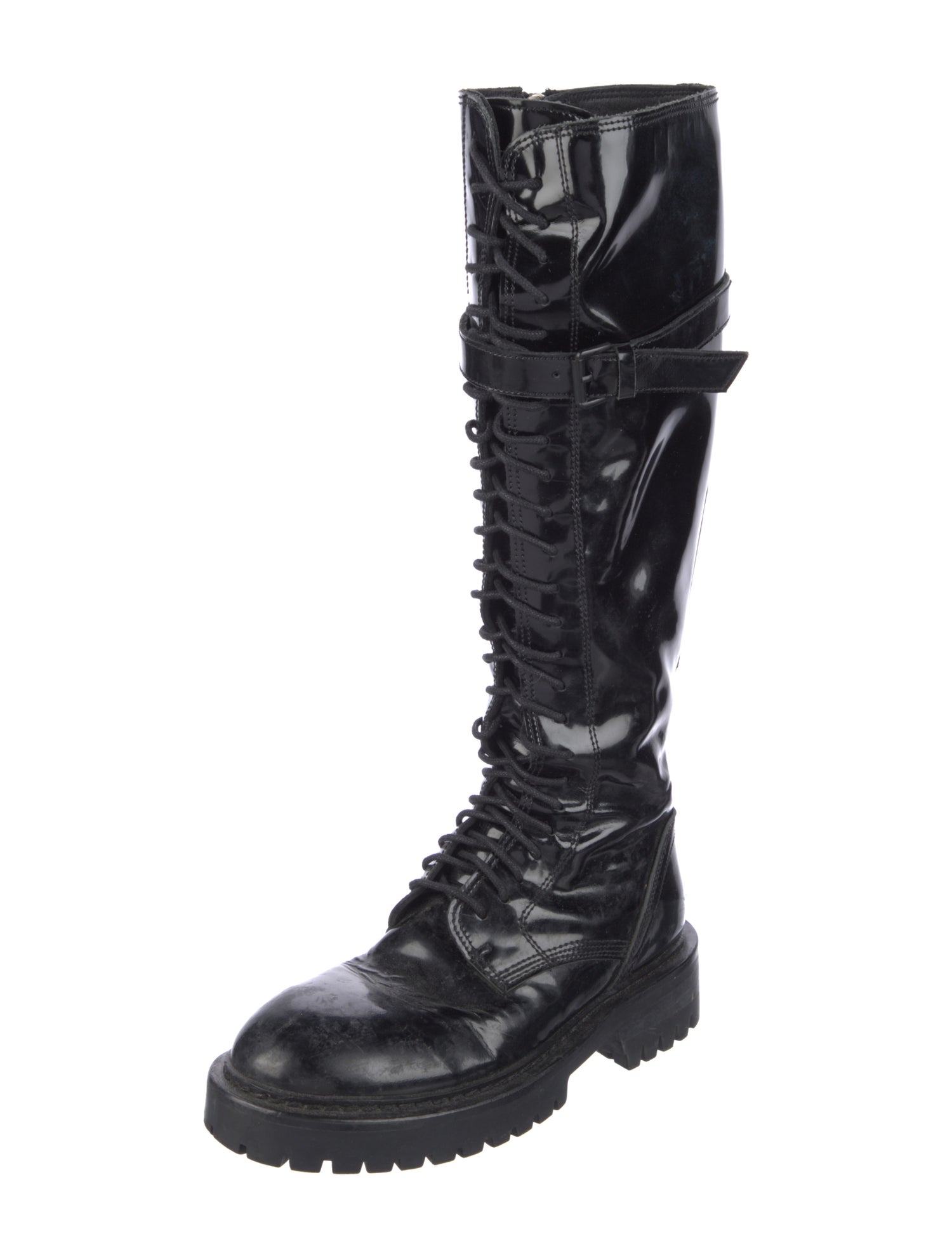 Ann Demeulemeester Patent Leather Combat Boots