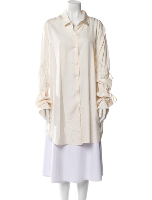 Ann Demeulemeester Silk Long Sleeve Button-Up Top