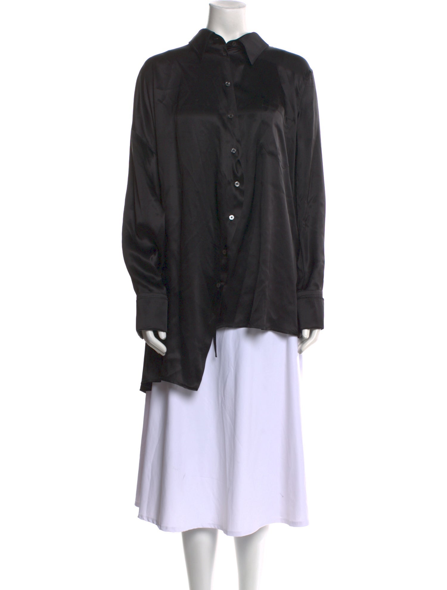 Ann Demeulemeester Silk Mock Neck Button-Up Top