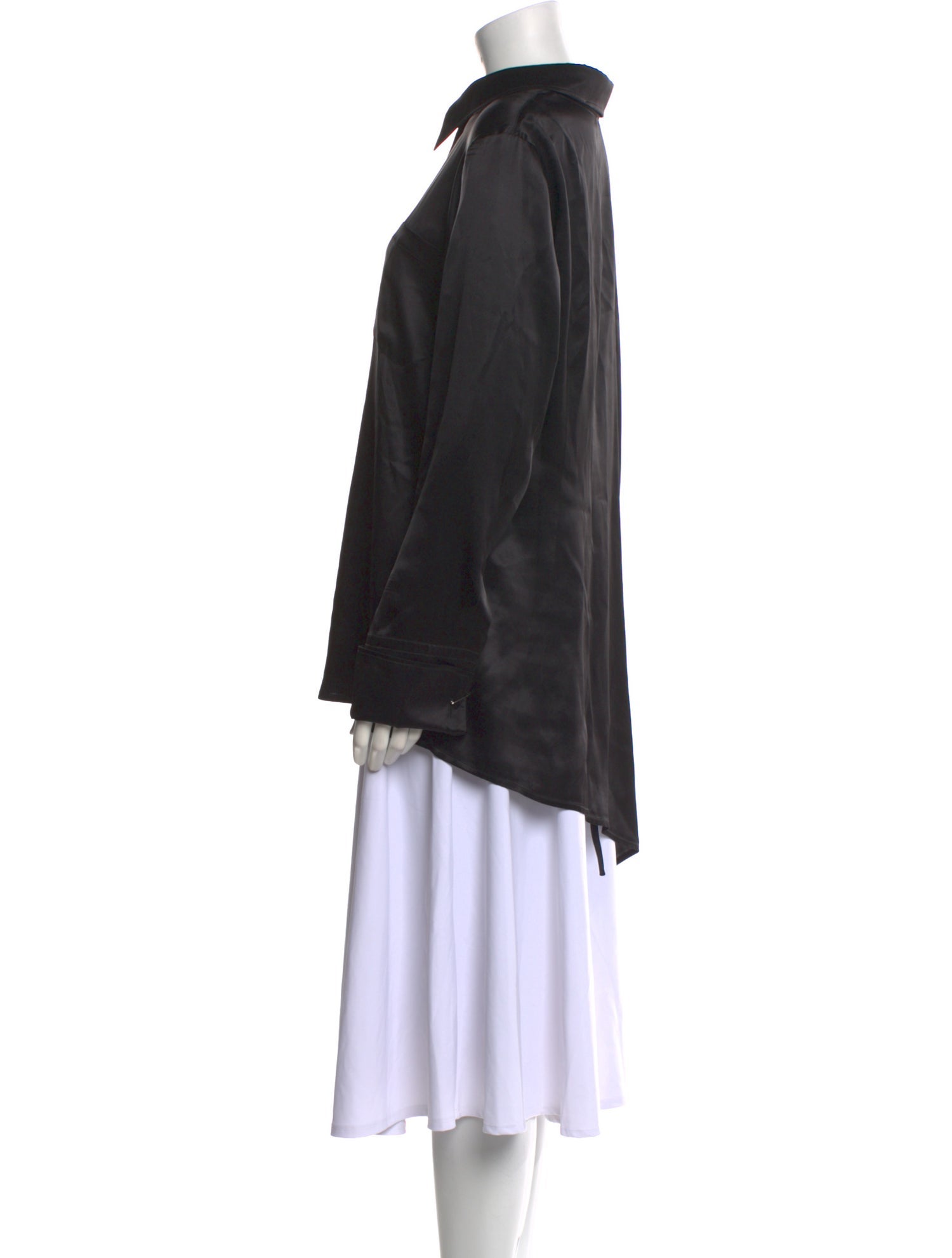 Ann Demeulemeester Silk Mock Neck Button-Up Top