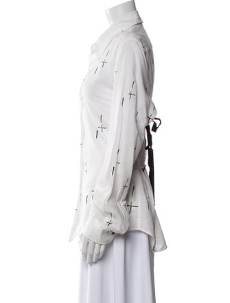 Ann Demeulemeester Printed Long Sleeve Button-Up Top