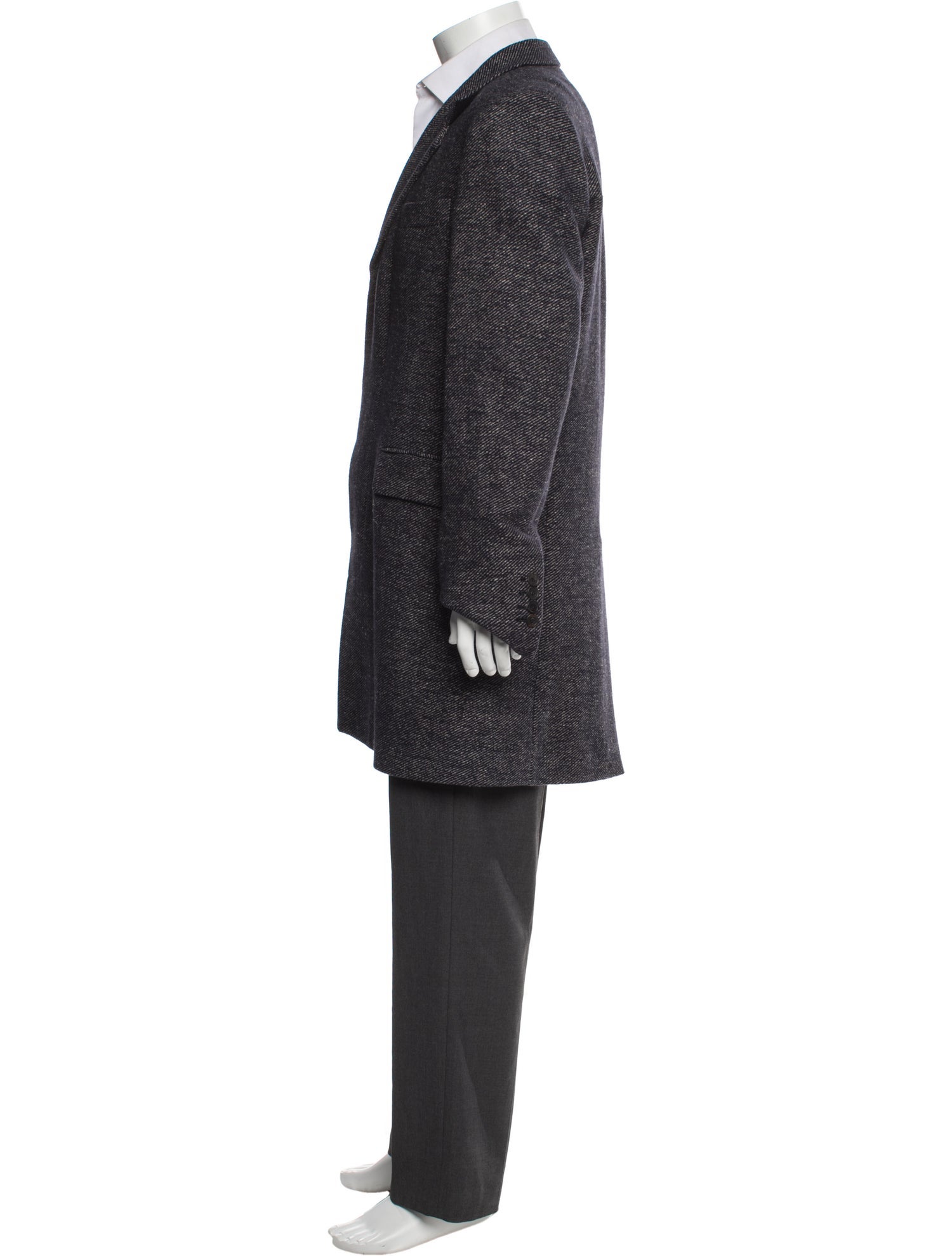 Ann Demeulemeester Linen Tweed Pattern Overcoat