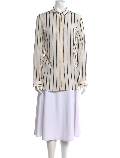 Ann Demeulemeester Silk Striped Button-Up Top
