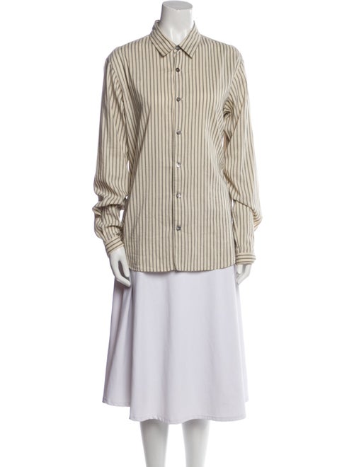 Ann Demeulemeester Silk Striped Button-Up Top