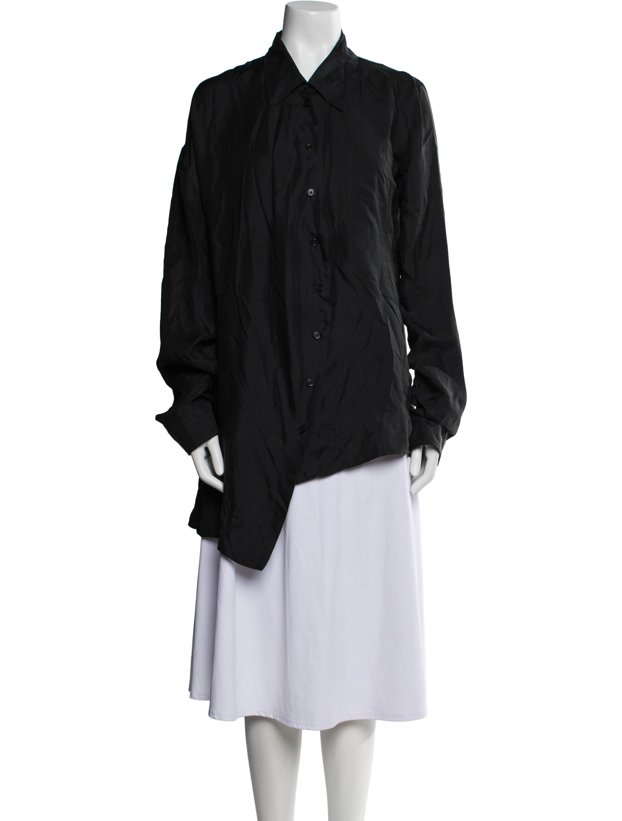 Ann Demeulemeester Silk Long Sleeve Button-Up Top