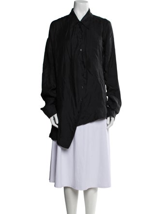 Ann Demeulemeester Silk Long Sleeve Button-Up Top