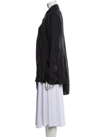 Ann Demeulemeester Silk Long Sleeve Button-Up Top