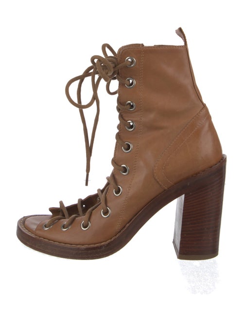 Ann Demeulemeester Leather Colorblock Pattern Lace-Up Boots