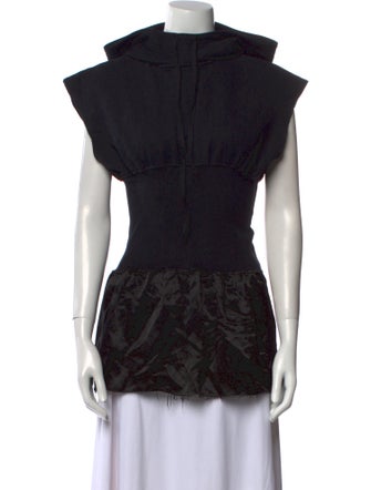 Ann Demeulemeester Mock Neck Short Sleeve Top