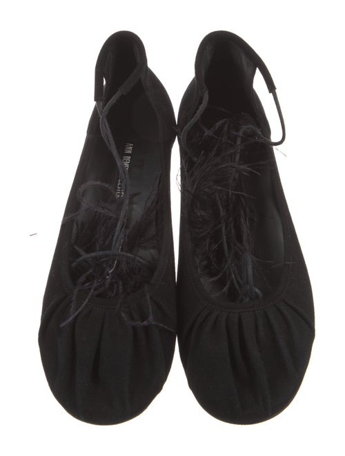 Ann Demeulemeester Suede Feather Trim Flats