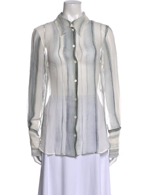 Ann Demeulemeester Silk Striped Button-Up Top