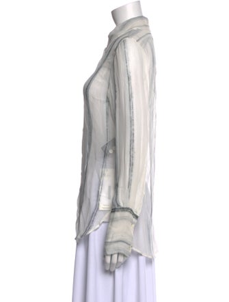 Ann Demeulemeester Silk Striped Button-Up Top