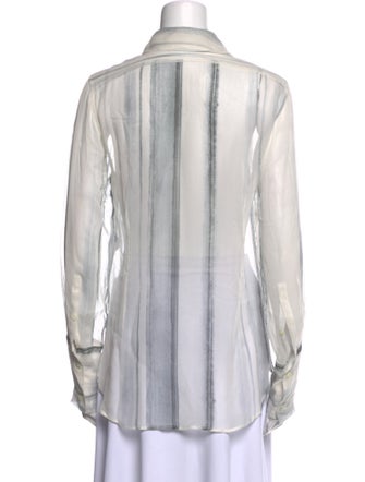 Ann Demeulemeester Silk Striped Button-Up Top