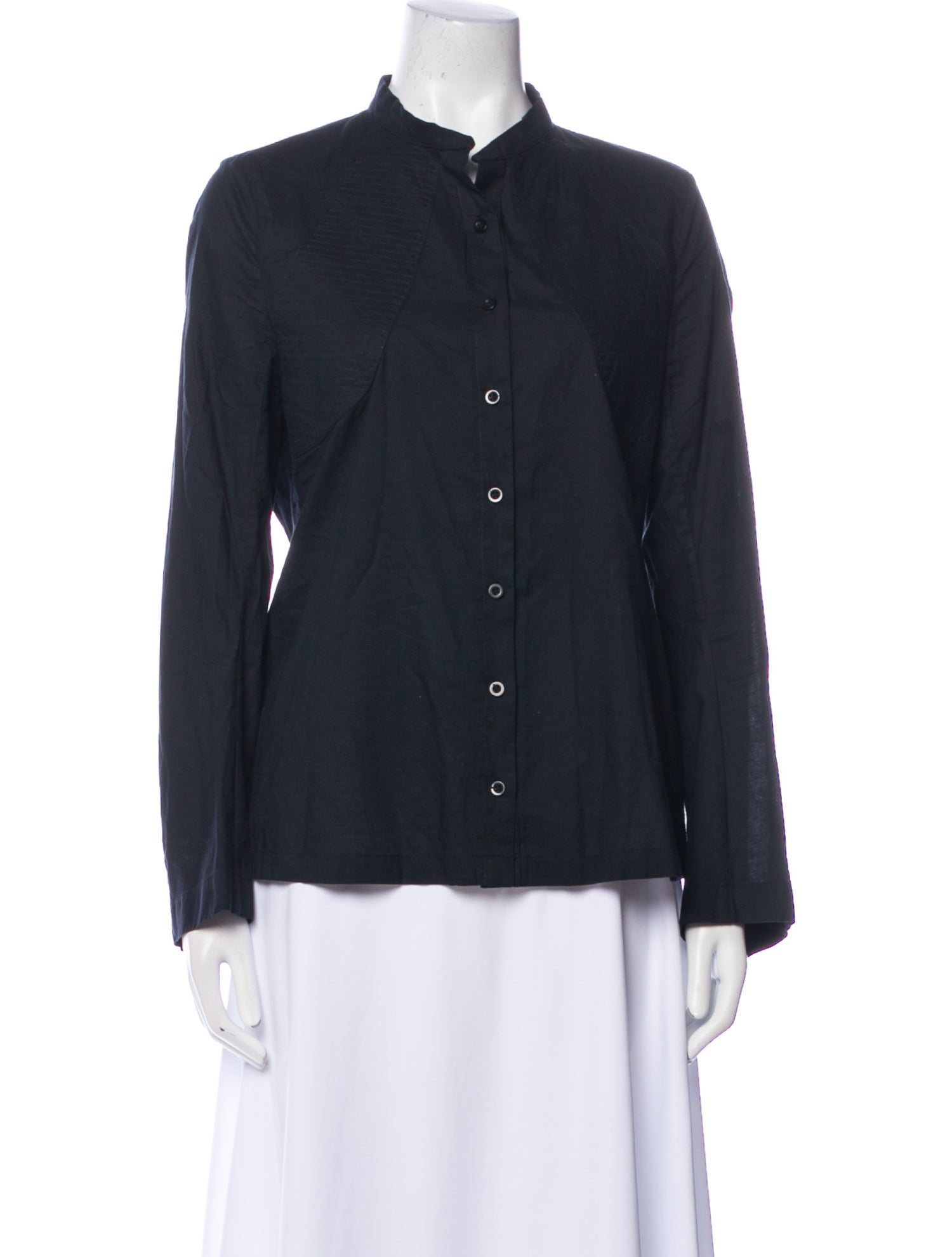Ann Demeulemeester Mock Neck Long Sleeve Button-Up Top