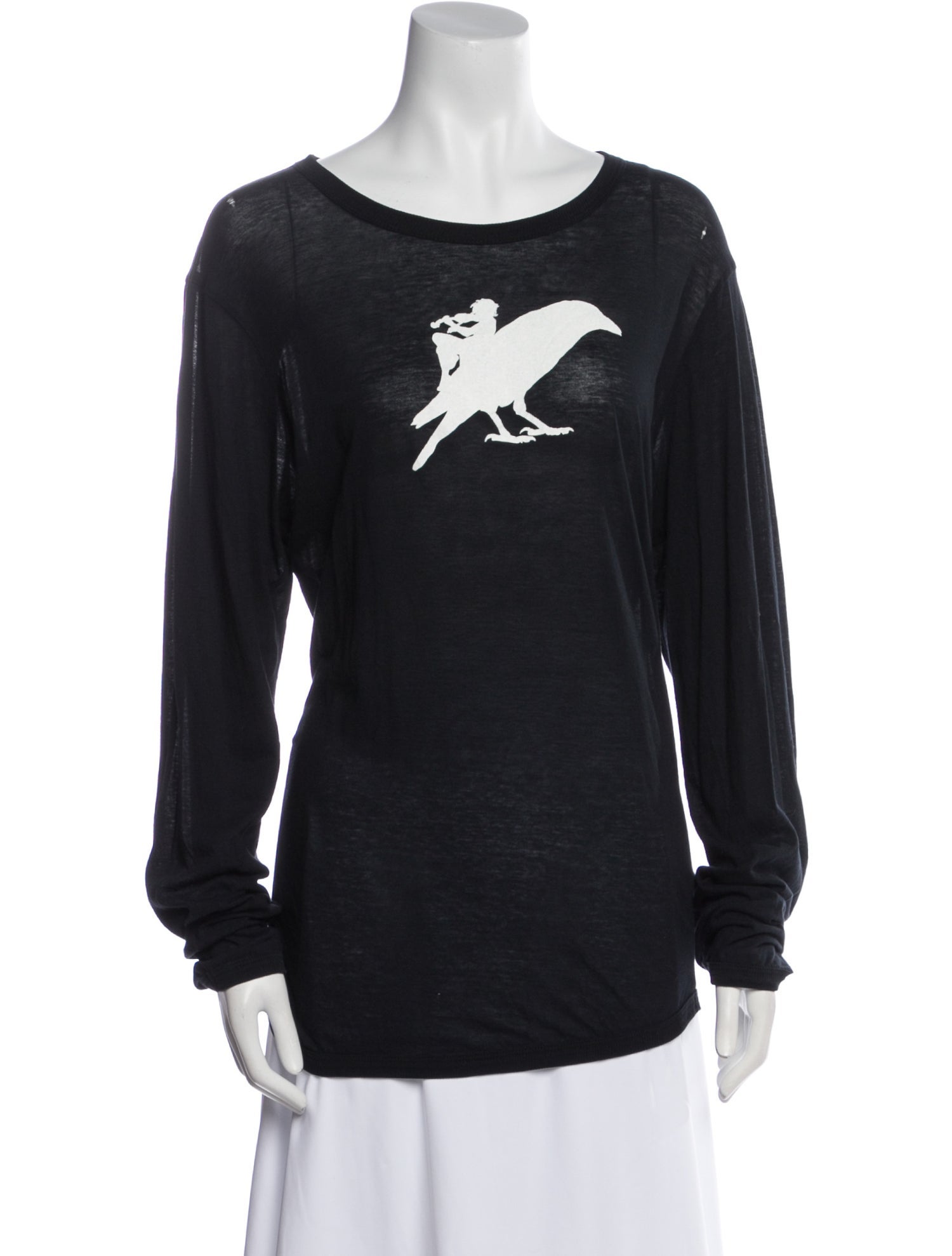 Ann Demeulemeester Graphic Print Scoop Neck Top