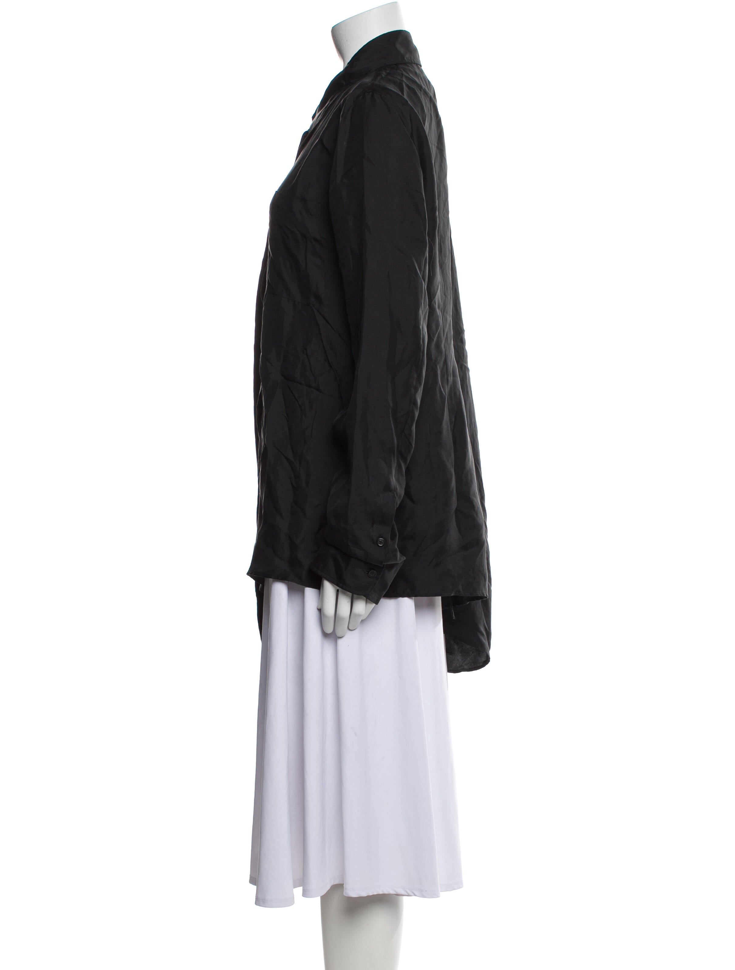 Ann Demeulemeester Silk Long Sleeve Button-Up Top