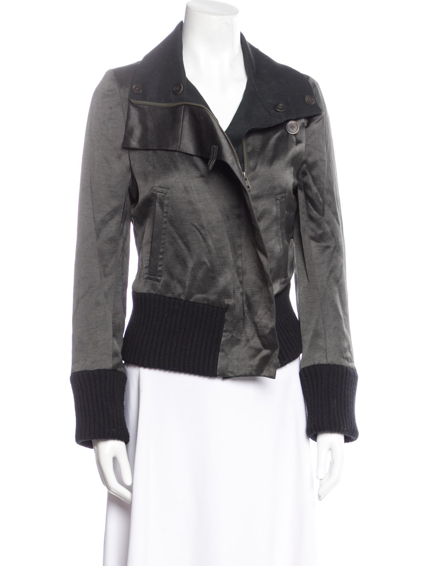 Ann Demeulemeester Colorblock Pattern Biker Jacket