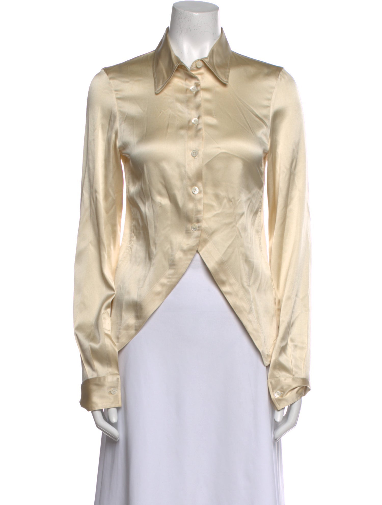 Ann Demeulemeester Silk Long Sleeve Button-Up Top