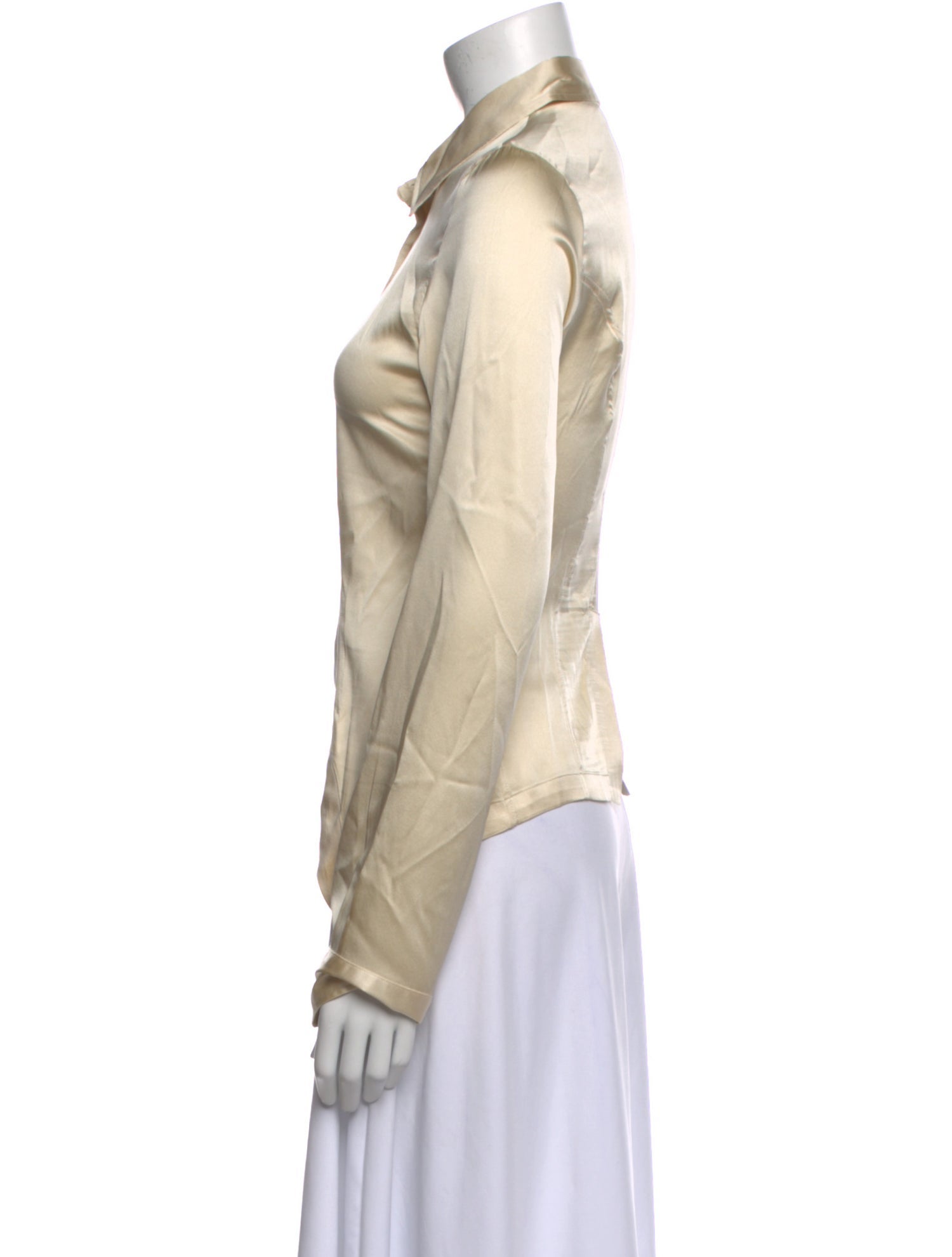 Ann Demeulemeester Silk Long Sleeve Button-Up Top