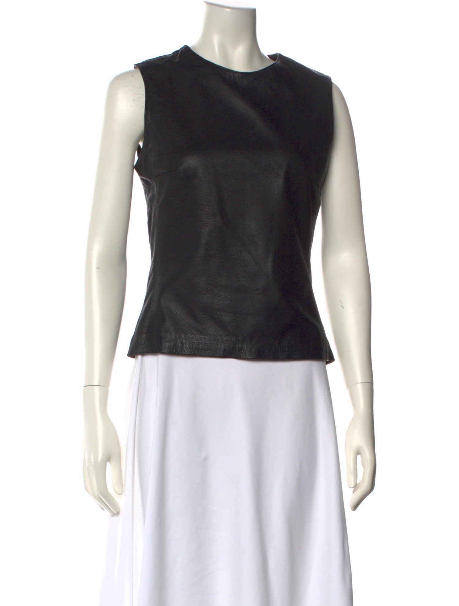 Ann Demeulemeester Lamb Leather Crew Neck Top