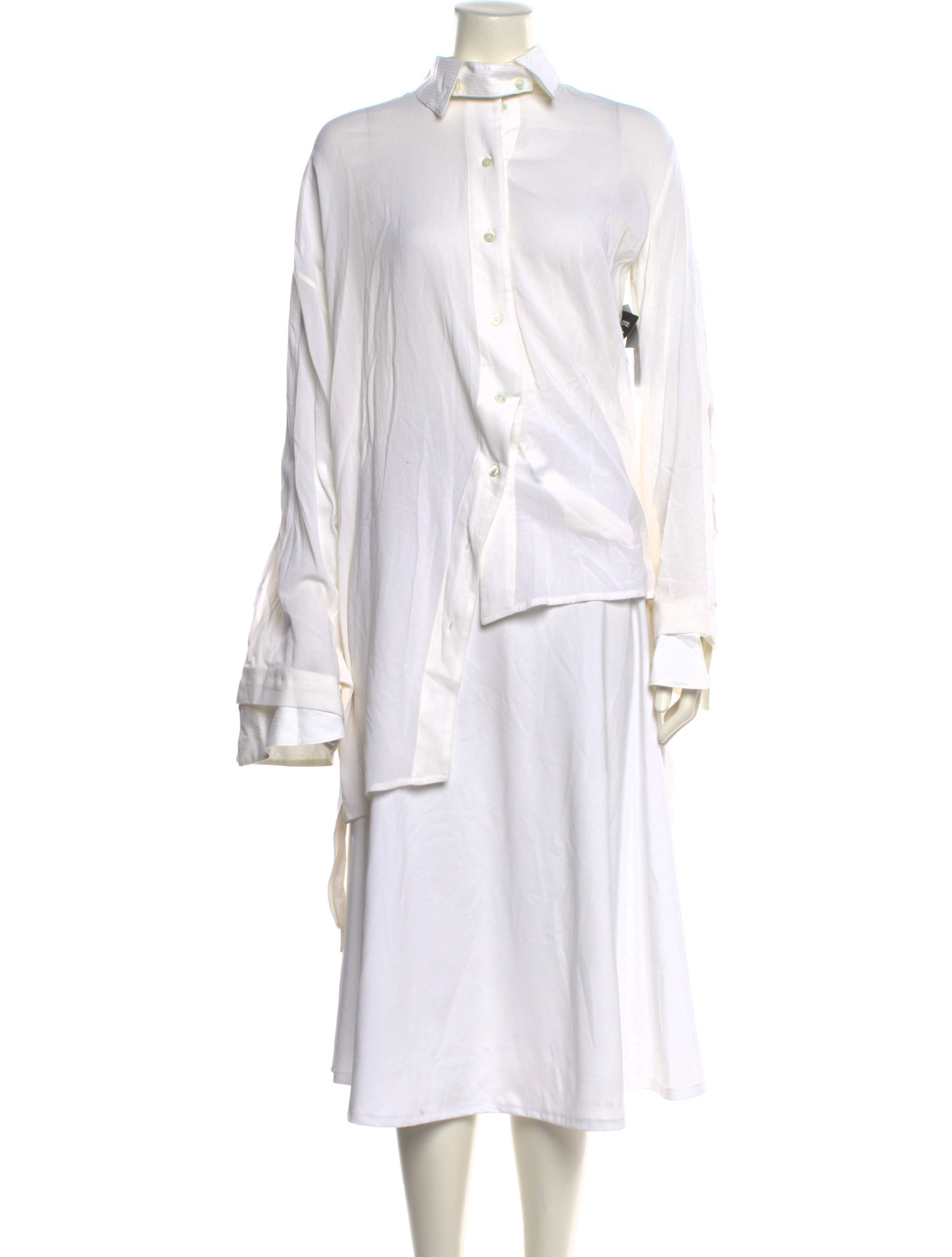 Ann Demeulemeester Mock Neck Long Sleeve Button-Up Top - White