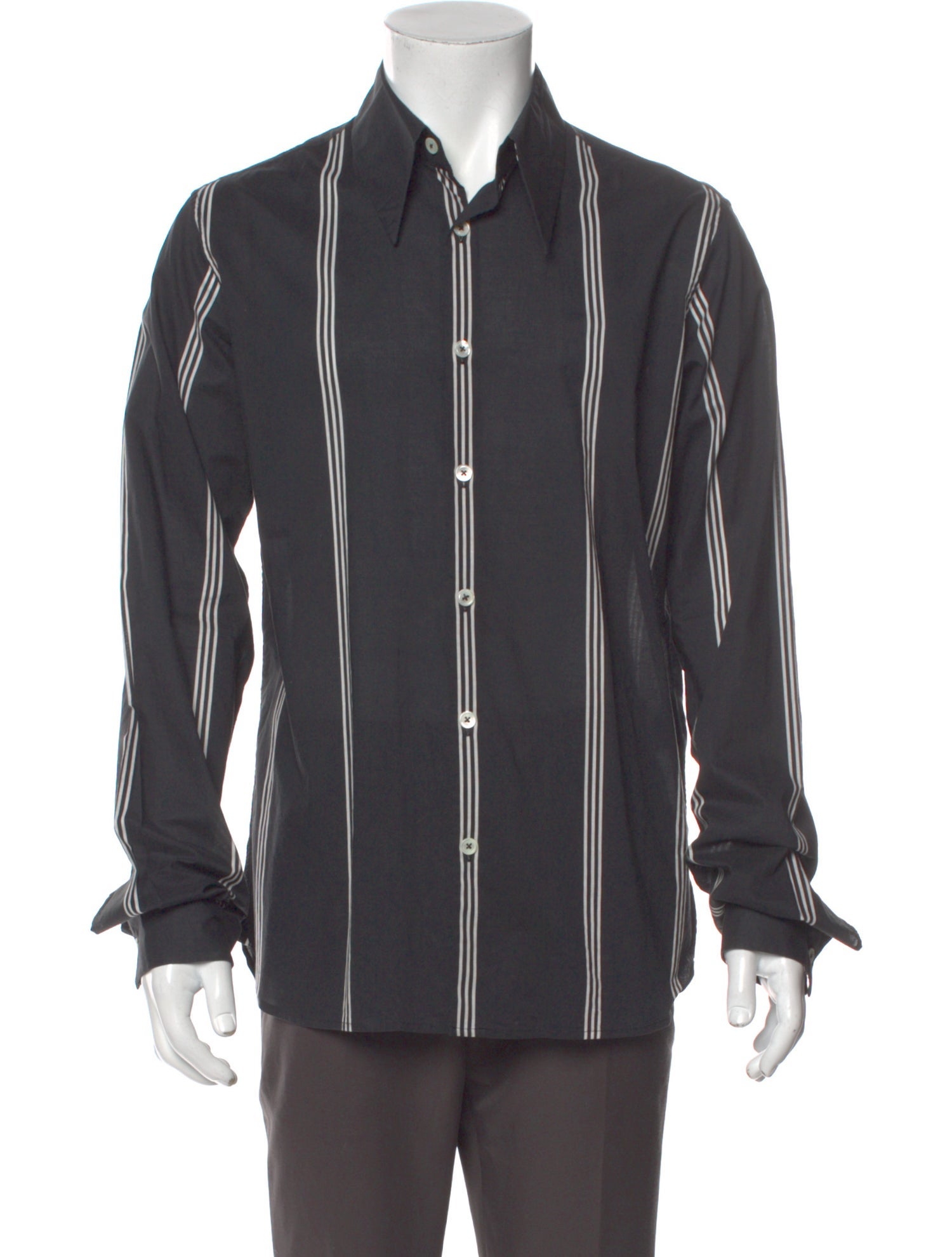 Ann Demeulemeester Striped Long Sleeve Dress Shirt