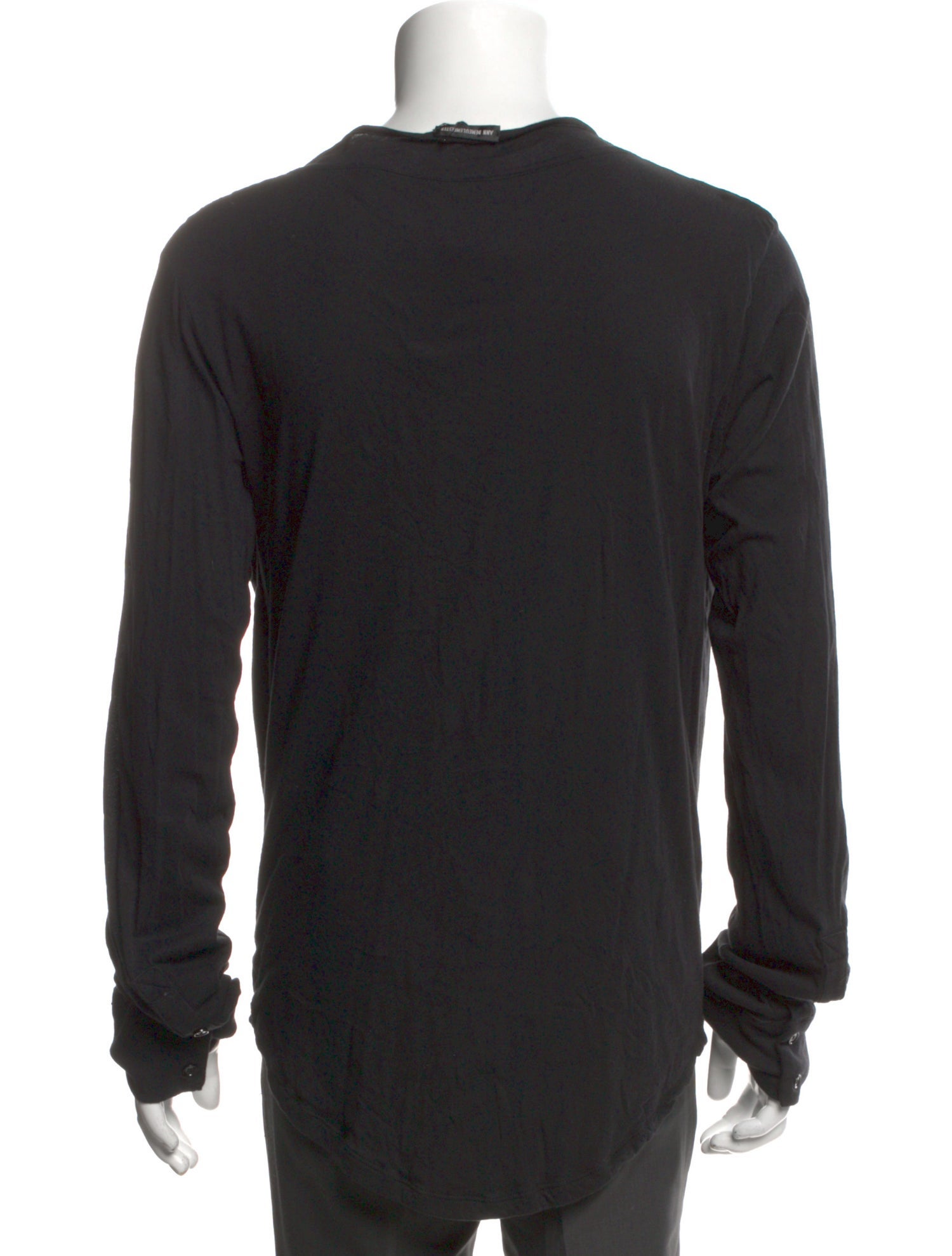 Ann Demeulemeester Crew Neck Long Sleeve Henley w/ Tags - Black T