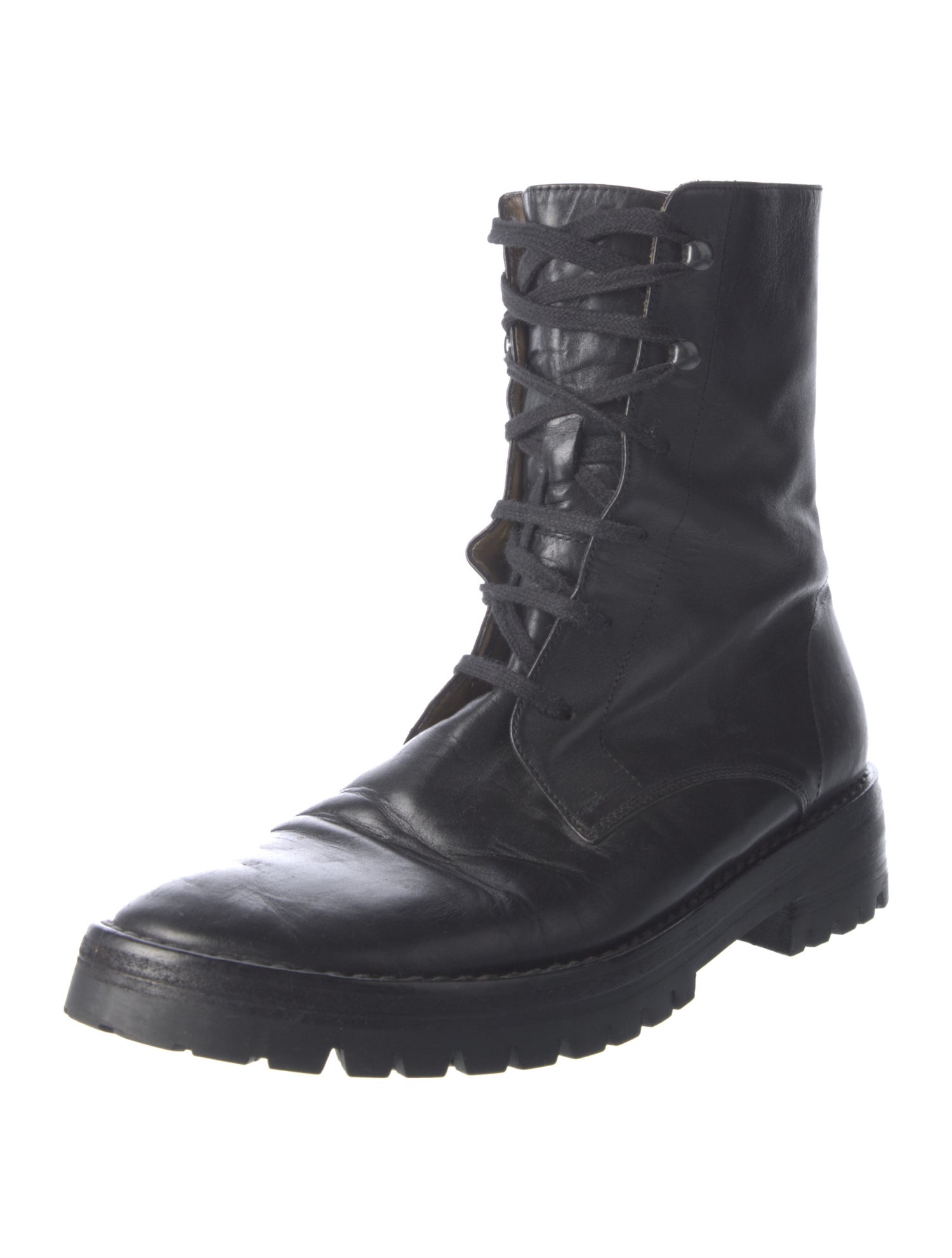 Ann Demeulemeester Leather Combat Boots