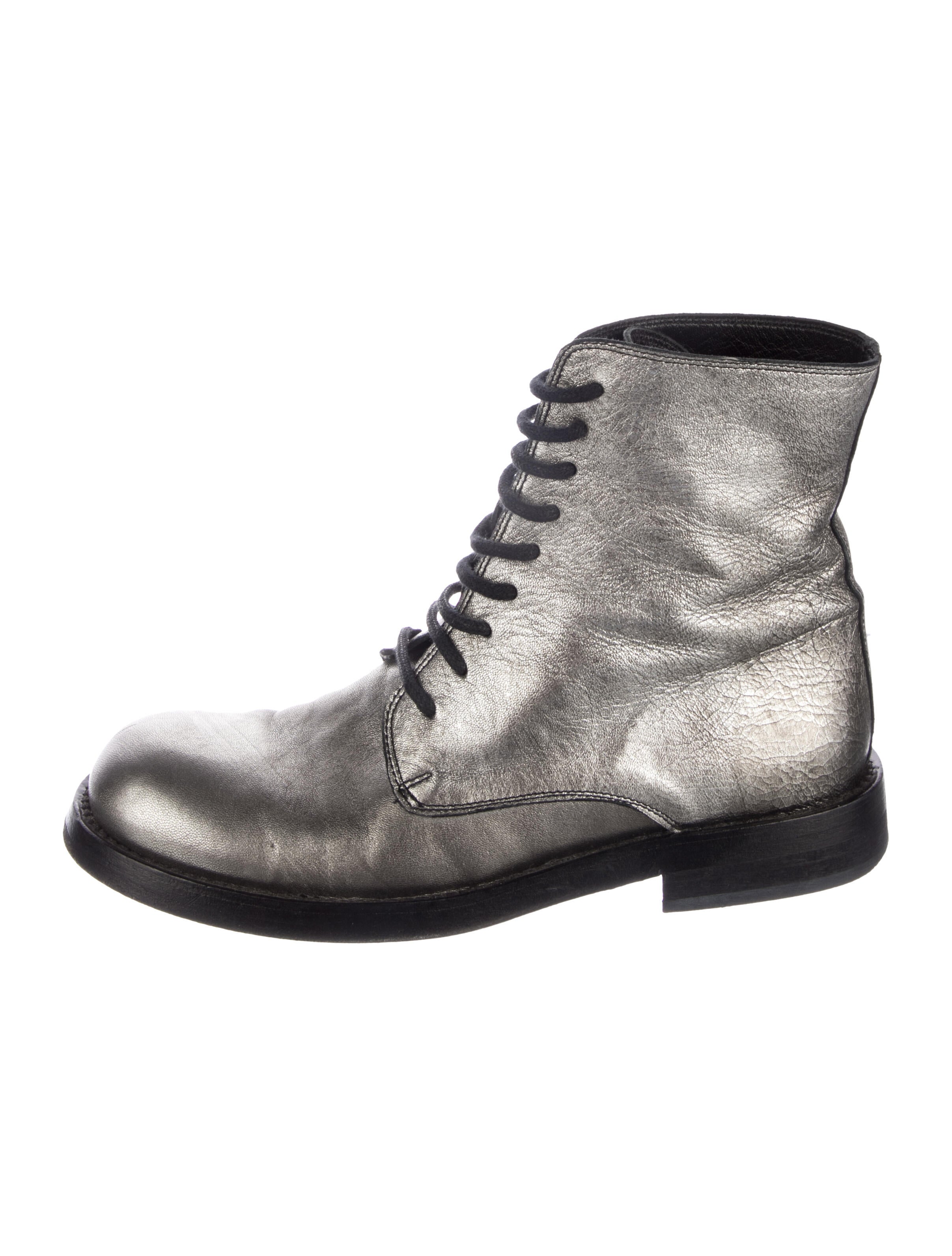 Ann Demeulemeester Leather Combat Boots - Grey Boots, Shoes 