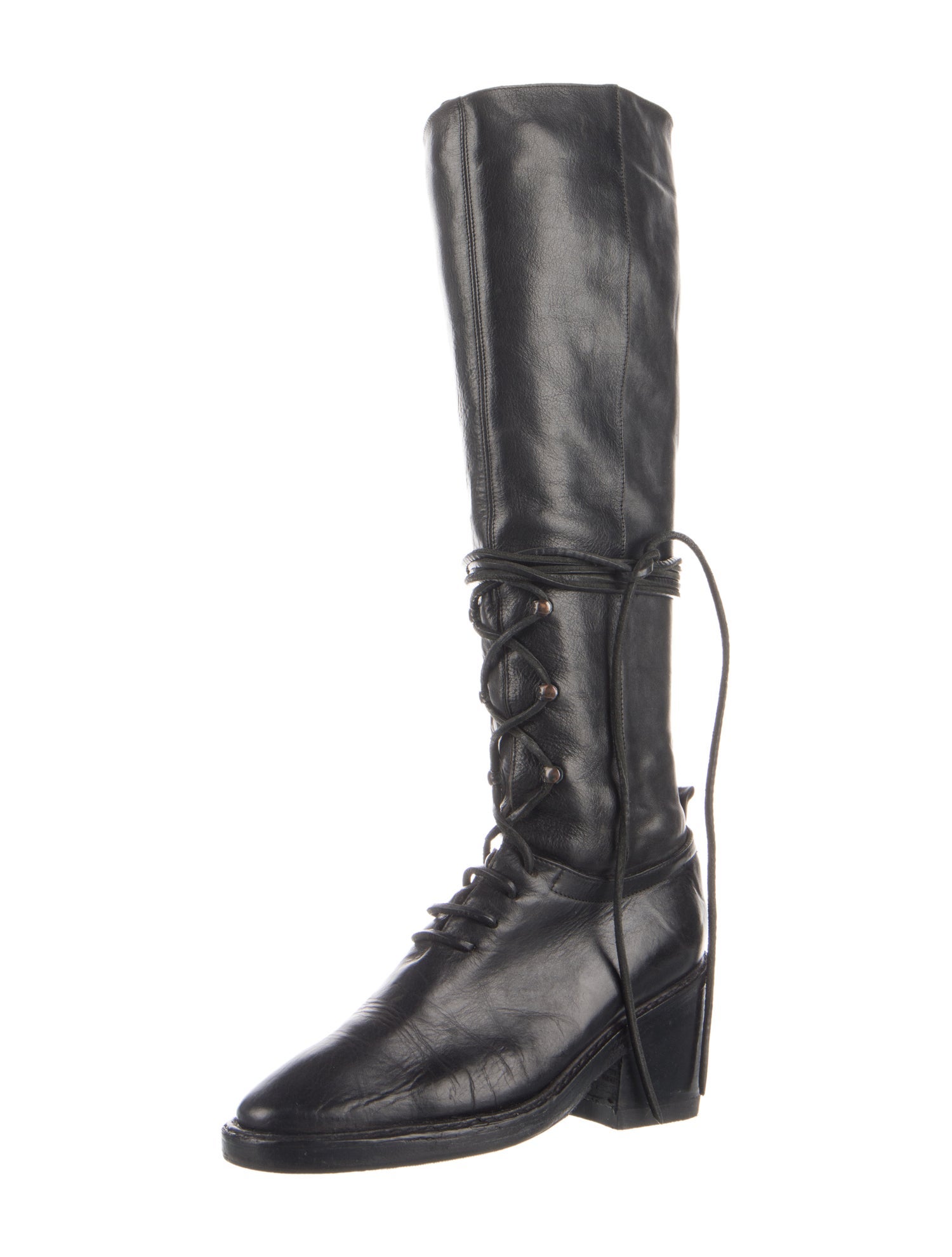 Ann Demeulemeester Leather Combat Boots