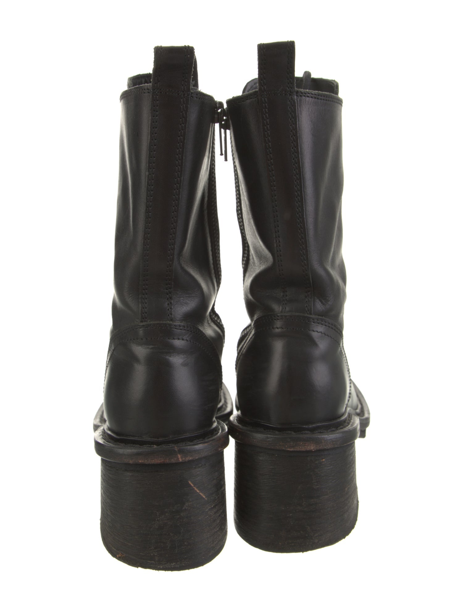 Ann Demeulemeester Leather Combat Boots - Black Boots, Shoes