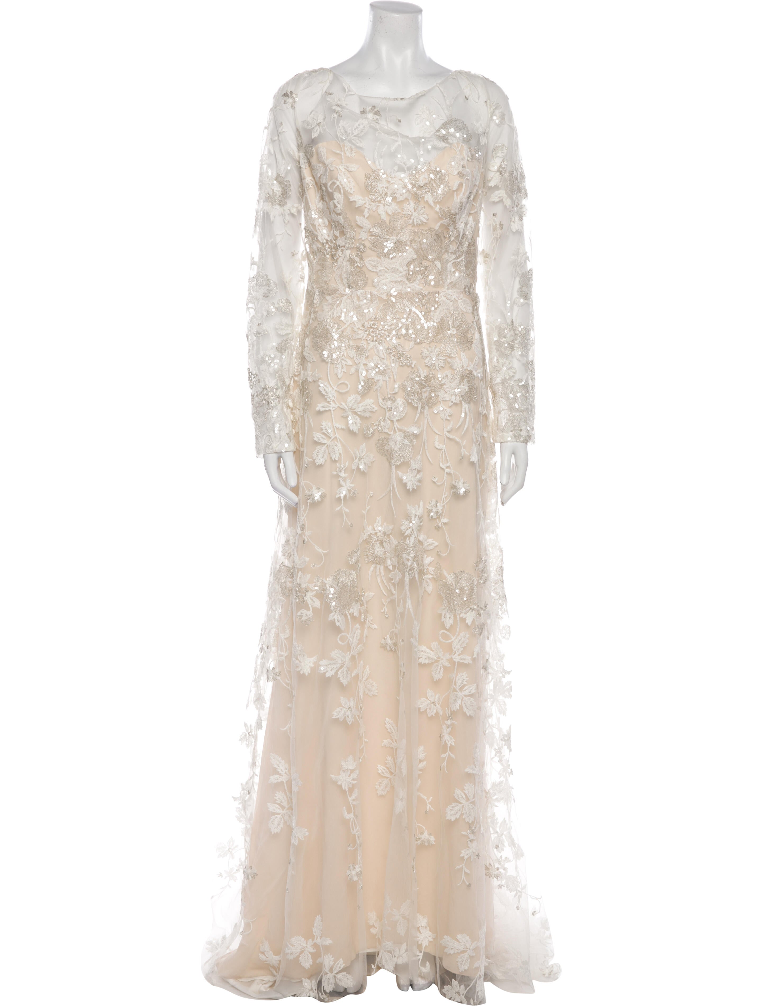 Anne Barge Lace Pattern Long Dress