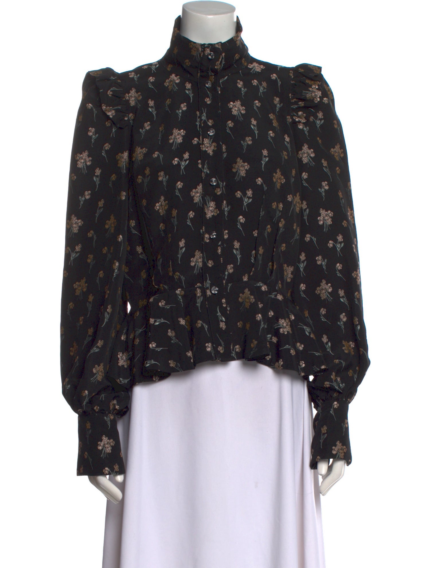 Anna Mason Floral Print Mock Neck Blouse