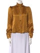 Anna Mason Silk Mock Neck Button-Up Top