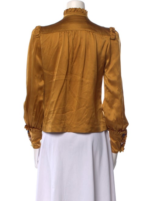 Anna Mason Silk Mock Neck Button-Up Top