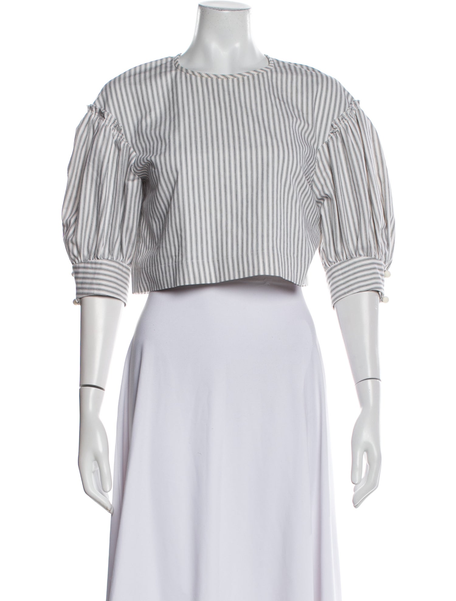 Anna Mason Striped Crew Neck Crop Top