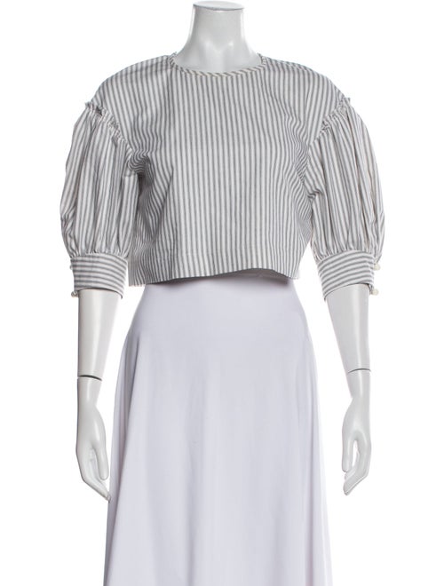 Anna Mason Striped Crew Neck Crop Top