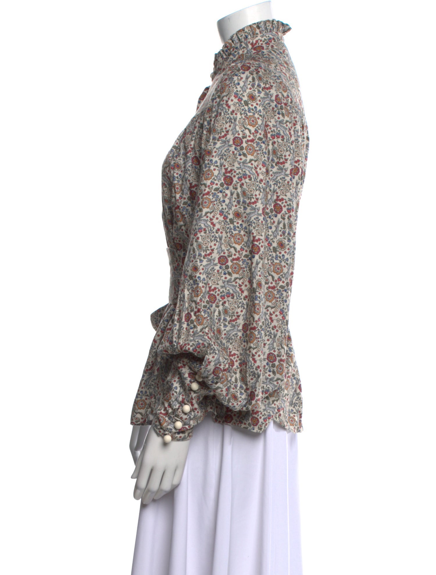 Anna Mason Floral Print Mock Neck Blouse