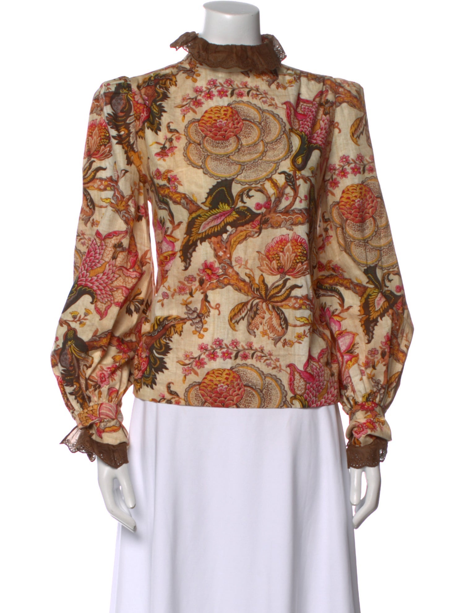 Anna Mason Floral Print Mock Neck Blouse