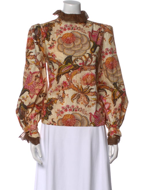Anna Mason Floral Print Mock Neck Blouse