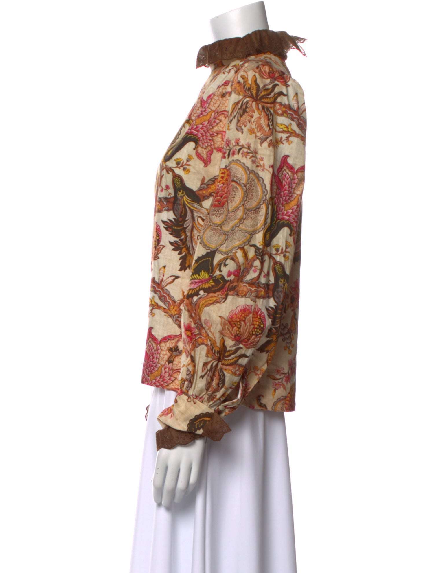 Anna Mason Floral Print Mock Neck Blouse