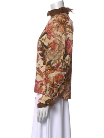 Anna Mason Floral Print Mock Neck Blouse