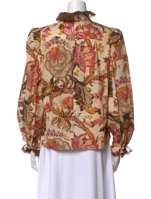 Anna Mason Floral Print Mock Neck Blouse