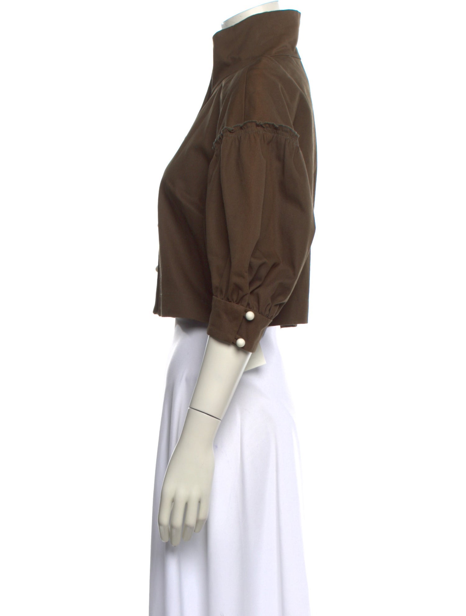 Anna Mason Mock Neck Three-Quarter Sleeve Crop Top
