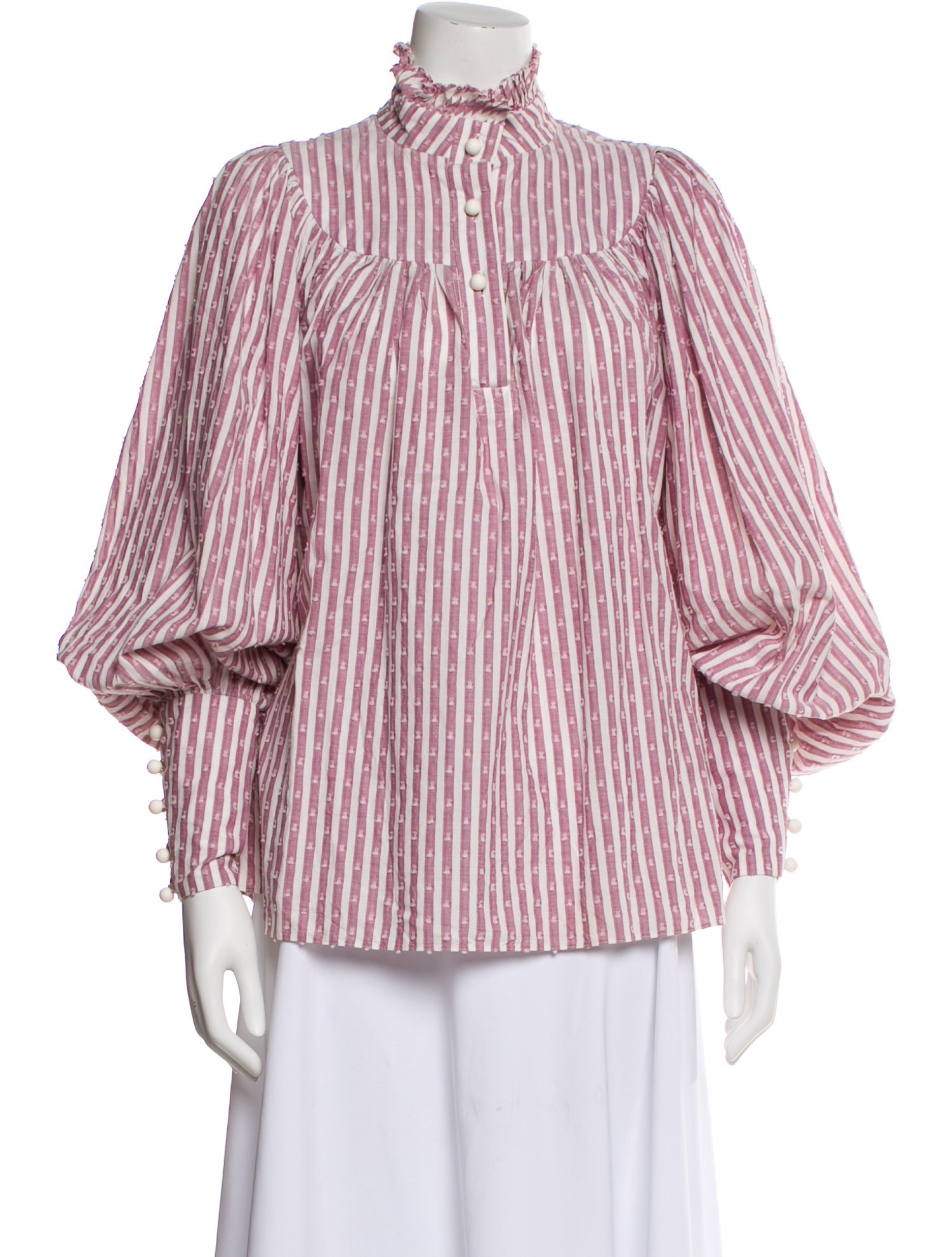 Anna Mason Striped Mock Neck Blouse