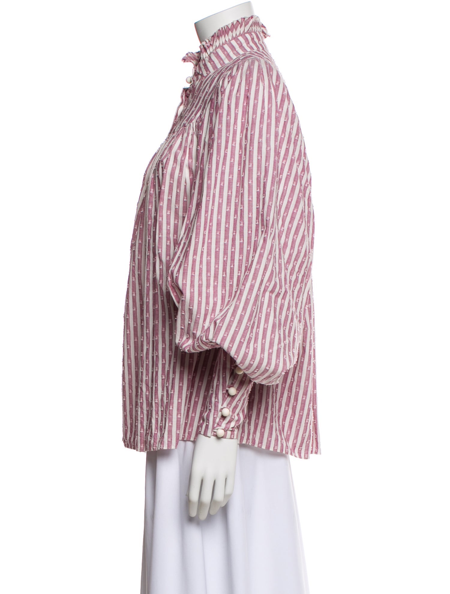 Anna Mason Striped Mock Neck Blouse