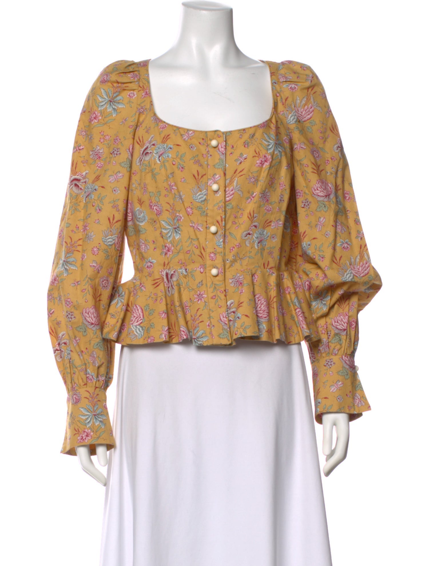Anna Mason Floral Print Square Neckline Blouse